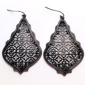 Black Filigree Earrings | Black Statement Earrings | Chunky Black Earrings